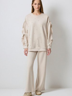 Kolu Pile Detaylı Taşlı Örme Takım