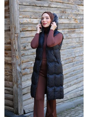 Siyah Kapüşonlu Şişme Yelek Siyah Kapüşonlu Şişme Yelek