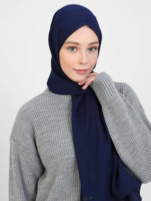 Lacivert Pamuk Cazz Şal