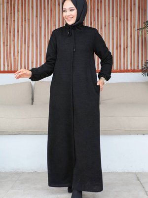 Şönil Kumaş Kışlık Comfort Ferace Siyah