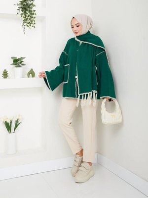 Kadın Kışlık İkili Takım Tesettür Atkılı Triko Hırka Kombin