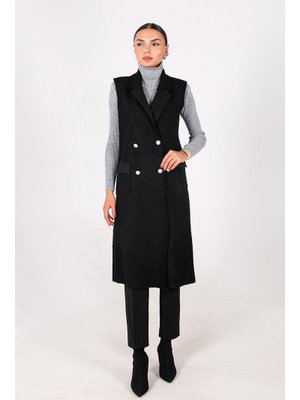 Siyah Uzun Keçe Yelek