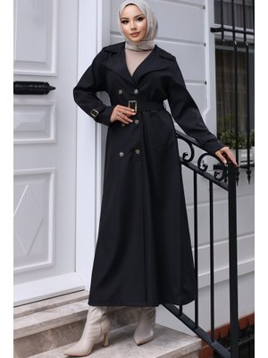 Siyah Kuşaklı Trençkot