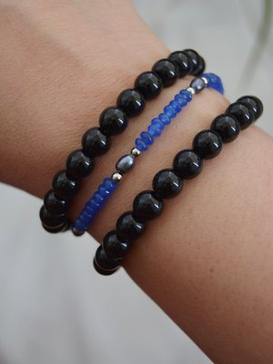 Çok Renkli Jade İnci Ve Oniks Taşlı Bileklik Seti