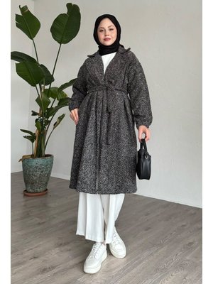 Balıksırtı Koyu Gri Kaşe Kaban Balıksırtı Koyu Gri Kaşe Kaban