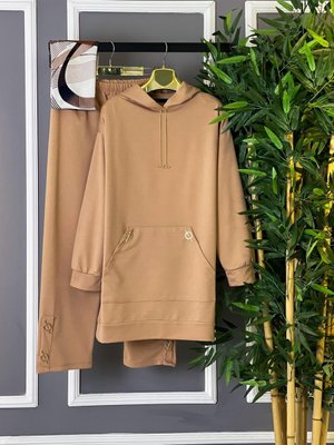 Kalite İkili Zincir Detaylı Ve Cepli Kapüşonlu Eşofman Takım