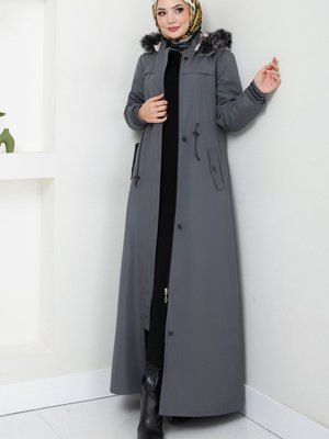 Önden Fermuarlı Kaban M Antrasit