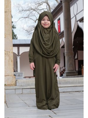 Çocuk Namaz Elbisesi Haki Yeşil