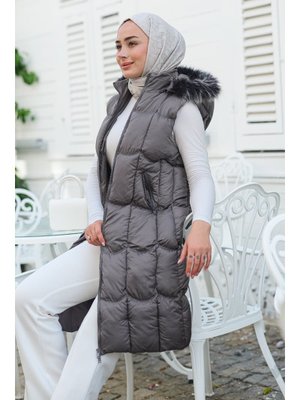 Gri Kapüşonlu Şişme Yelek Gri Kapüşonlu Şişme Yelek