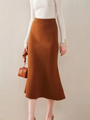 Kadın Triko Tesettür Midi Boy Kloş Etek