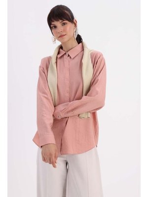 Gül Köşe Manşet Detaylı Şık Düğmeli Gömlek