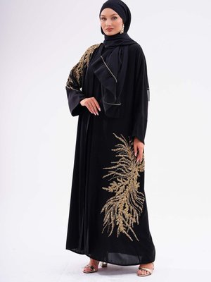 Kumaş Dubai İpeği Lüks Abaya Gold Altın Dantel Kaliteli Dış Giyim Özel Günler İçin Kumaş Dubai İpeği Lüks Abaya Gold Altın Dantel Kaliteli Dış Giyim Özel Günler İçin