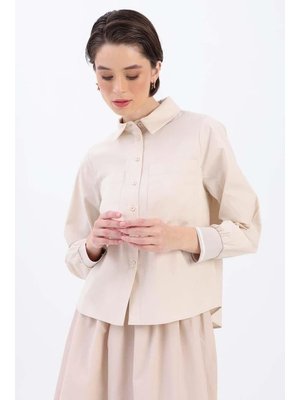 Manşeti Ribanalı Büyük Cepli Gömlek Taş