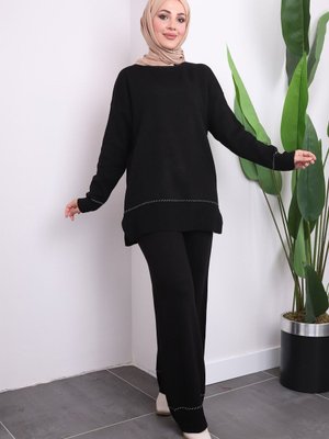 Siyah Pantolonlu Triko Tunik Takım