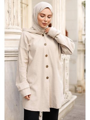 Taş Kapüşonlu Triko Kap