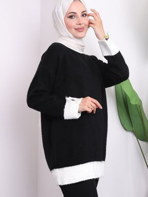 Siyah Kol Düğmeli Triko Tunik Siyah Kol Düğmeli Triko Tunik