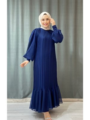 Piliseli Janjan Şifon Elbise