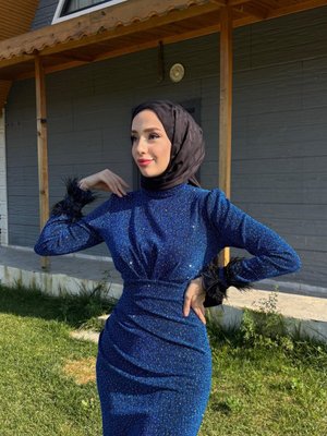 Mavi Tuba Abiye Elbise Mavi Tuba Abiye Elbise