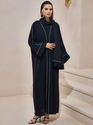 Pearl Lıne Abaya Set Siyah Al Sheıkha