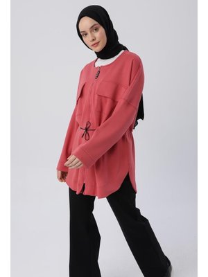 Gül Belden Büzgülü Cepli Ceket