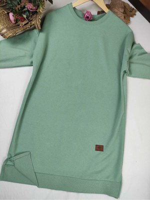 İki İplik Pamuk Penye Tesettür Tunik Sweatshirt