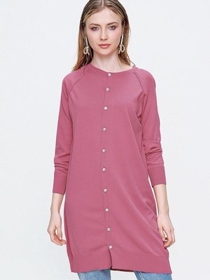 Merserize Triko Hırka Orta Boy H Gül Kurusu