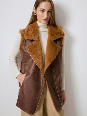 İçi Kürklü Suni Deri Yelek