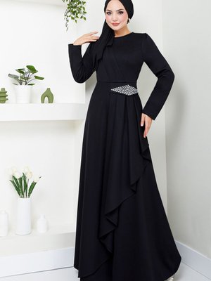 Taş Detaylı Elbise Siyah Taş Detaylı Elbise Siyah