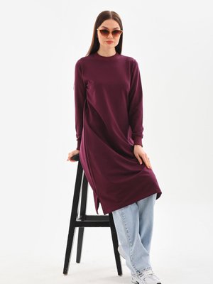 Uzun Sweatshirt Tunik Mürdüm Uzun Sweatshirt Tunik Mürdüm