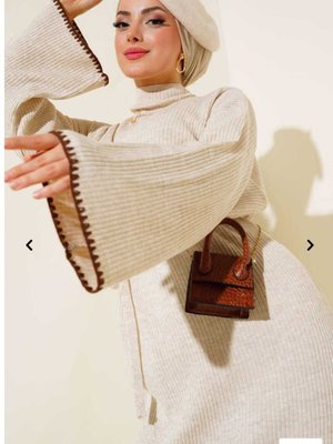 Etek Ve Kol Detay İşlemeli Triko Elbise