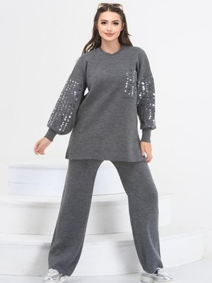 Kolları Payetli İkili Triko Takım