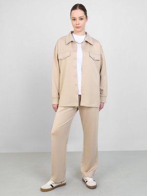 Açık Vizon Yumuşak Dokulu Cepli Çıtçıtlı Takım