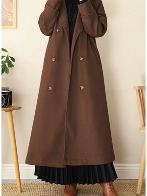 Kısa Boy Kruvaze Kaşe Kaban Kahve Kısa Boy Kruvaze Kaşe Kaban Kahve