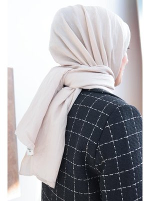 Krem Pamuklu Kraş Şal