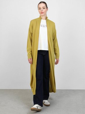 Kuşak Detaylı Boydan Fermuarlı Triko Hırka Yağ Yeşili Kuşak Detaylı Boydan Fermuarlı Triko Hırka Yağ Yeşili