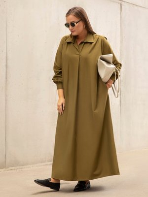 Haki Büyük Beden Elbise Haki Büyük Beden Elbise