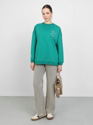 Baskı Detaylı Sweatshirt Yeşil Baskı Detaylı Sweatshirt Yeşil