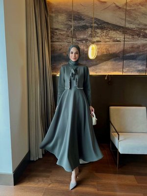 Bolerolu Elbise Haki