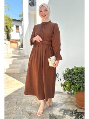 Ola Kahverengi Elbise