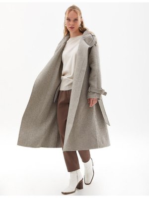 Premium Yün Kaz Ayağı Desen Kaban Gri Premium Yün Kaz Ayağı Desen Kaban Gri