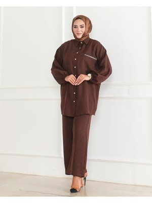 Cepli Taş Detay Gömlek Takım