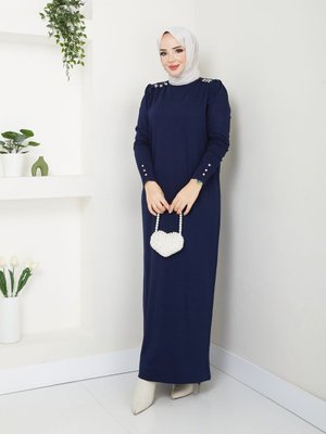 Harika Merserize Tüylenmez Boncuk Detaylı Elbise