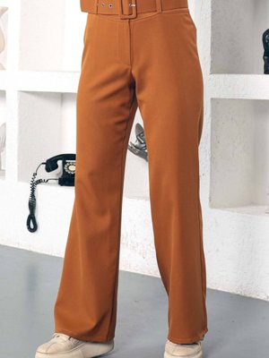 Kemerli Bol Paça Pantolon Taba Kemerli Bol Paça Pantolon Taba