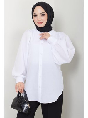 Beyaz Balon Kol Gömlek Beyaz Balon Kol Gömlek