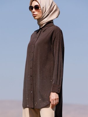 Kahverengi? Taş Baskılı Tunik