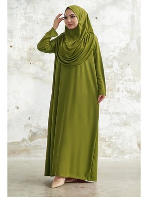 Yağ Yeşili Tek Parça Namaz Elbisesi Yağ Yeşili Tek Parça Namaz Elbisesi
