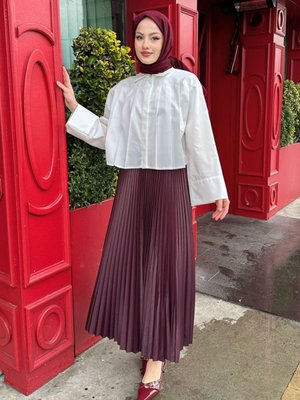 Elisa Piliseli Etek Bordo Elisa Piliseli Etek Bordo