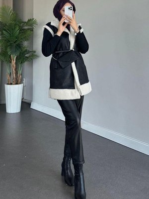 Deri Nubuk Yelek Siyah