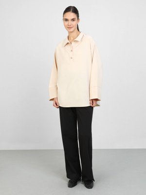 Düğme Detaylı Polo Yaka Tunik Vanilya