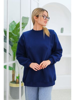 Lacivert Çift Omuz Detaylı Sweat Lacivert Çift Omuz Detaylı Sweat